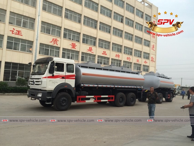 Fuel tank truck plus fuel tanker trailer Fuel tank truck plus fuel tanker trailer